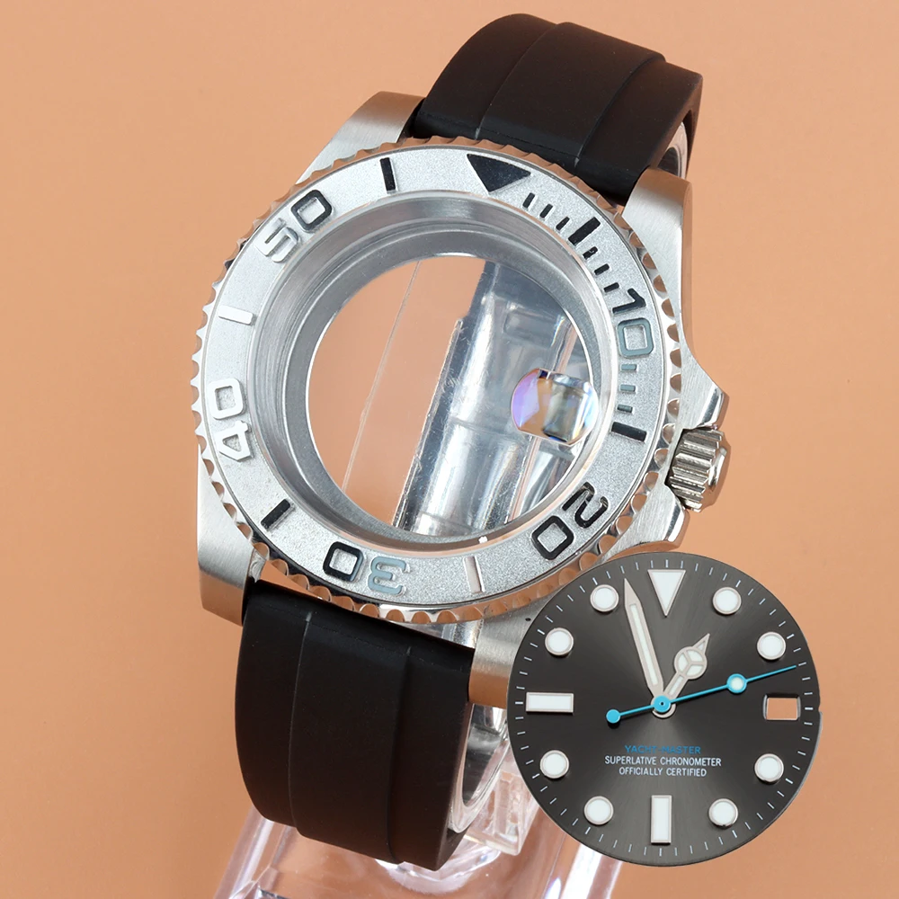 

NH35 Dial Case 40mm Fit Yacht-Master Watch Case 28.5mm Dial Hands Blue Luminous Waterproof For NH34 NH35 NH36 NH38 Movement