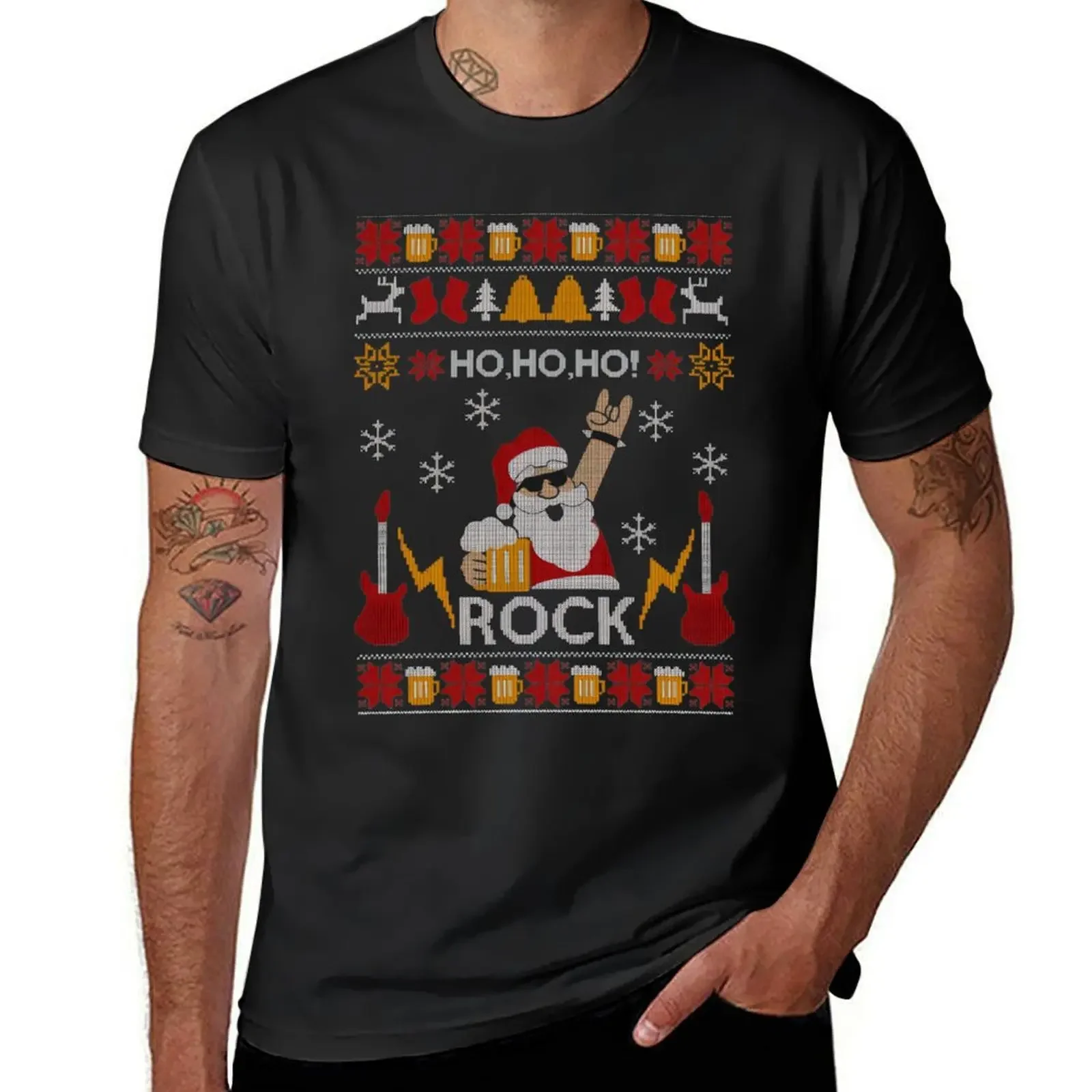 

Funny Ho Ho Santa Rock Christmas Ugly Sweater, Funny Hold my Beer Ugly Sweater T-Shirt summer top men clothes