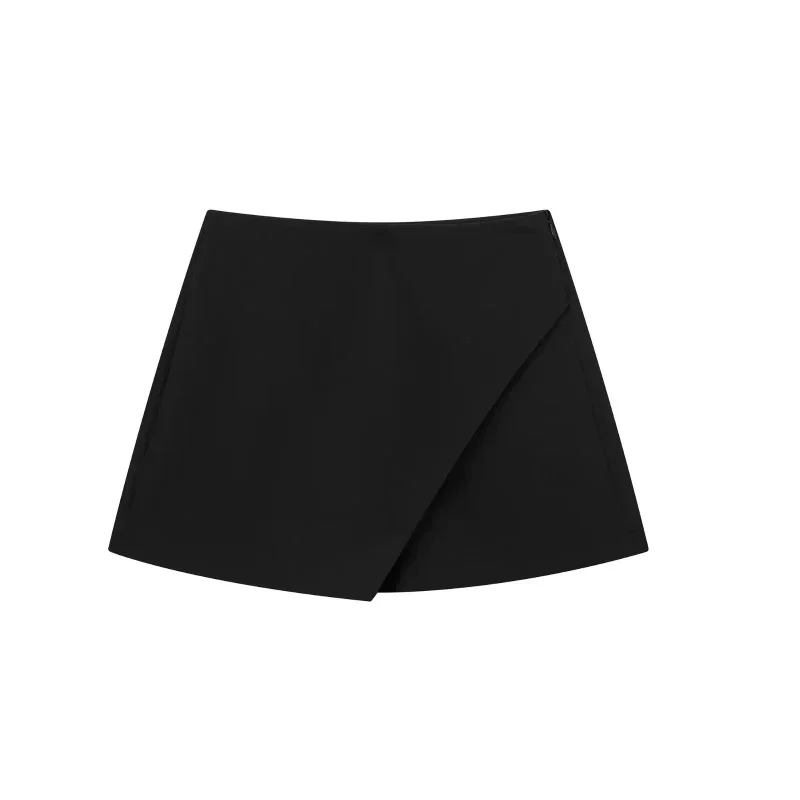 TRAF Skort For Women High Waist White Black Skirt Pants Woman Summer 2024 Asymmetric Khaki Skirt Shorts Casual Women\'s Skort