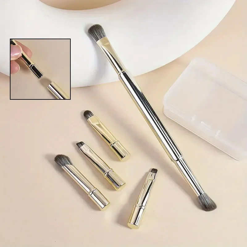 6 pezzi Set di pennelli per trucco a doppia estremità staccabile da viaggio Mini pennello per correttore contorno Pennello per ombretto Strumenti cosmetici per il viso con scatola