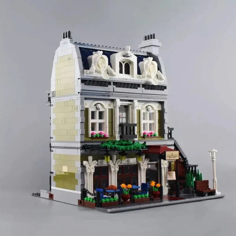 MINISO Disney City Street View Model Set Parisian Restaurant Apartment Building Blocks 2418pcs Bricks Compatible Toys Gift 10243