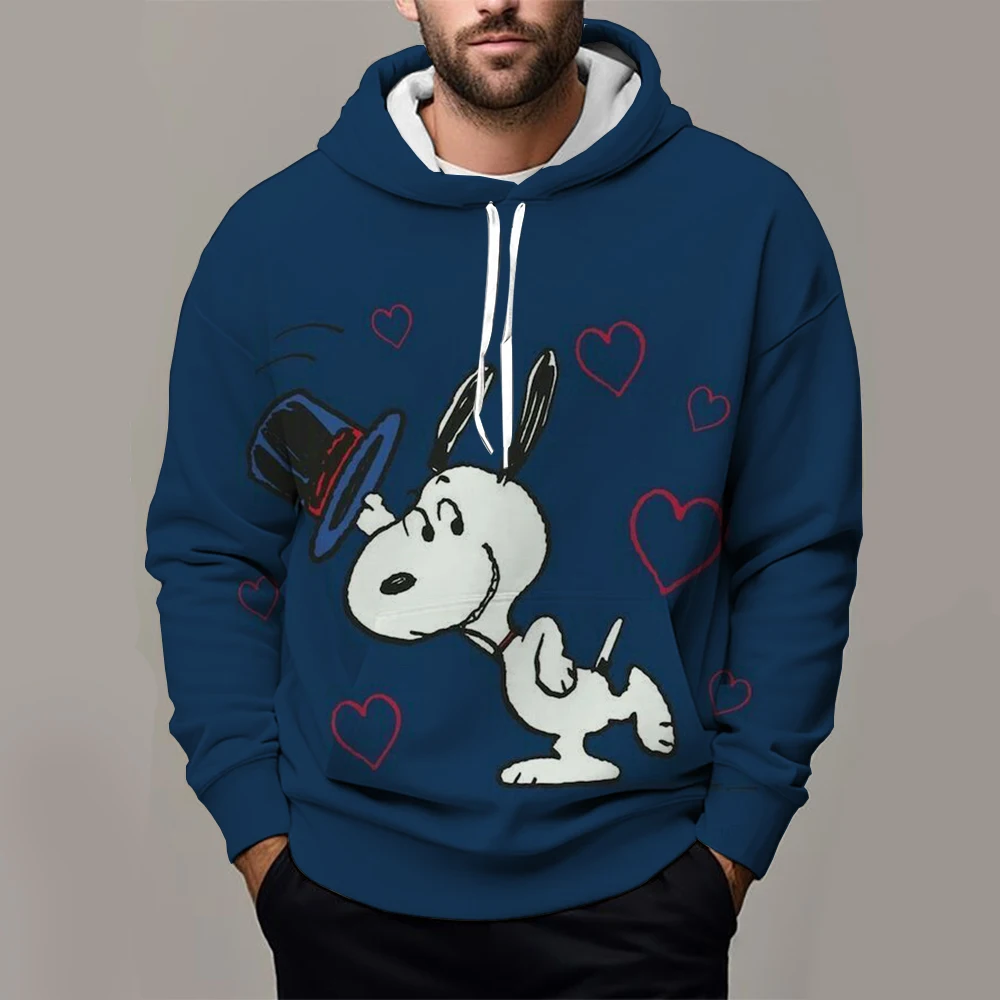 Snoopy Fun Printed Men\'s Hoodie Cartoon Women Oversized Sweatshirt Tops Autumn Winter Couple Pullover Kid Girl Boy Hoodie