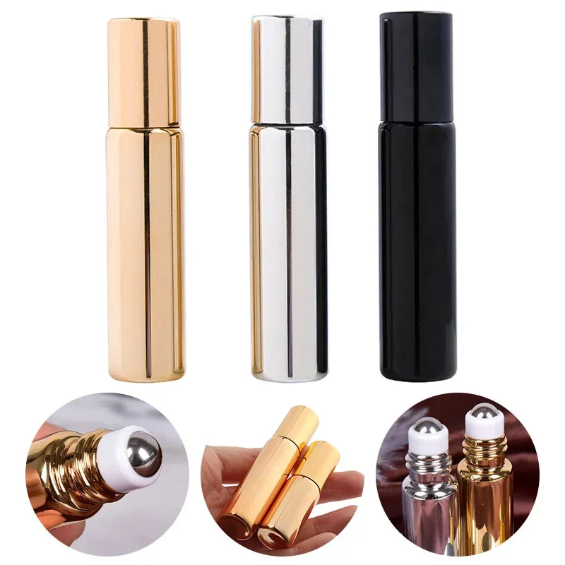 3 قطعة 5/10 مللي زجاجة زيت طبيعي لفة على زجاجة الفولاذ المقاوم للصدأ الرول الكرة مدلك إعادة الملء الحاويات ل كريم عين العطور
