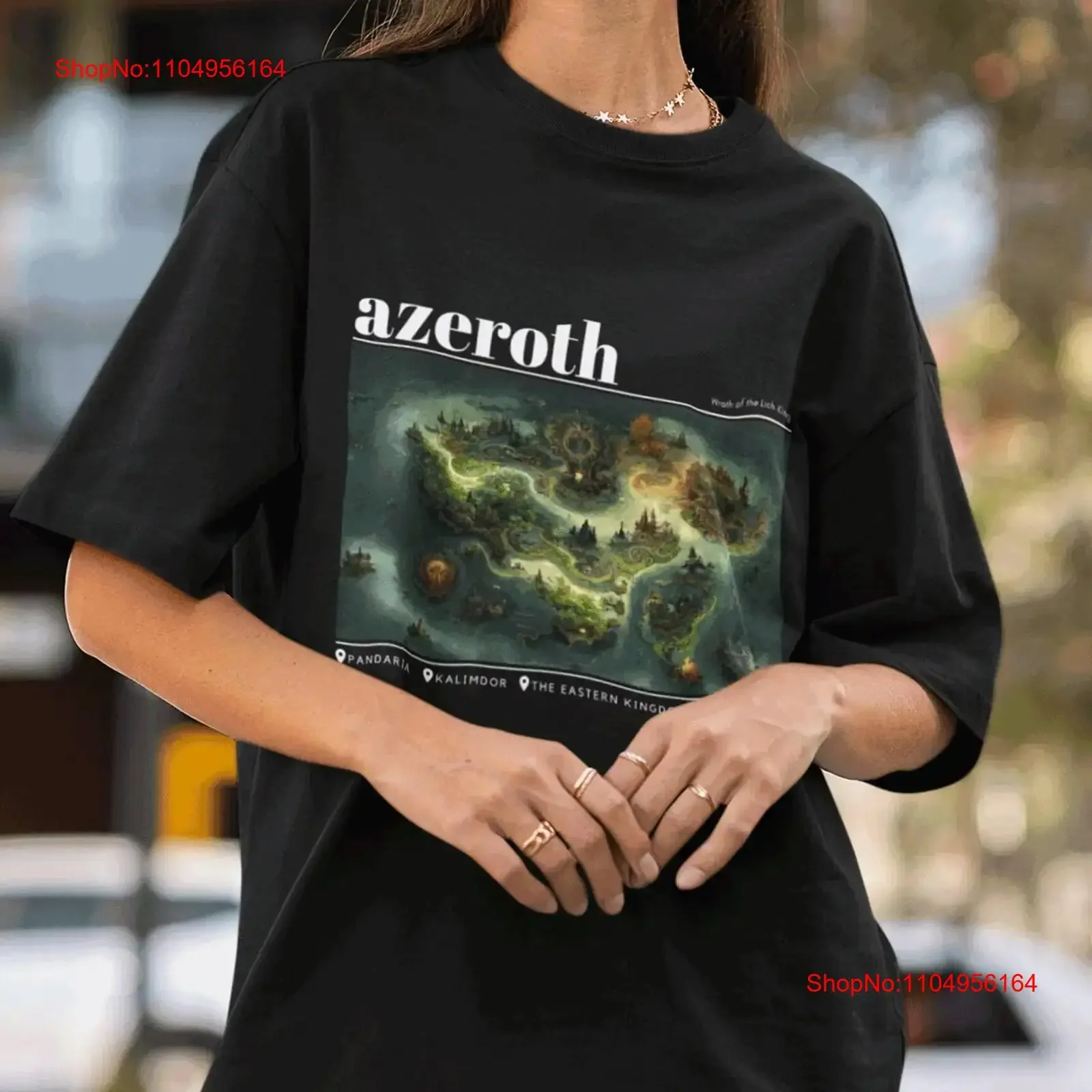Azeroth camiseta RPG Gamer fantasía mapa videojuego Geeky Nerd MMORPG ropa vintage lavado versátil estirado transpirable