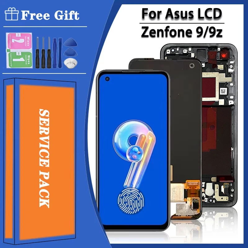 Pop AMOLED para Asus Zenfone 9 LCD AI2202-1A006EU, AI2202, AI2202_B pantalla táctil digitalizador montaje Zenfone 9z reemplazo