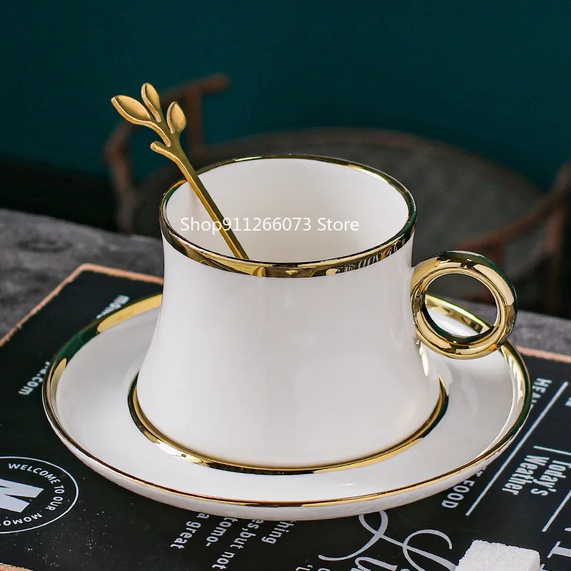 Ensemble de petites tasses à café en céramique feuille d'or, thé noir, tasse de l'après-midi, fleur de style méditerranéen, luxe simple, style européen