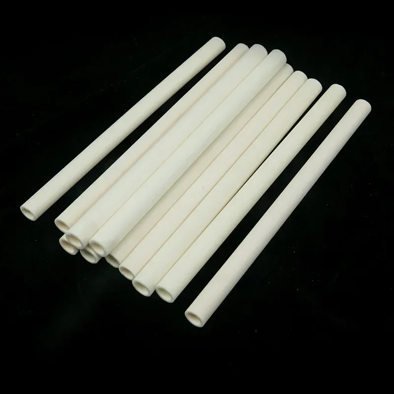 High Temperature Resistant Ceramic Tube Hollow Insulating Burning Pipe, 200mm Length 4mm ID 8mm OD, Corrosion and Wear Resistant