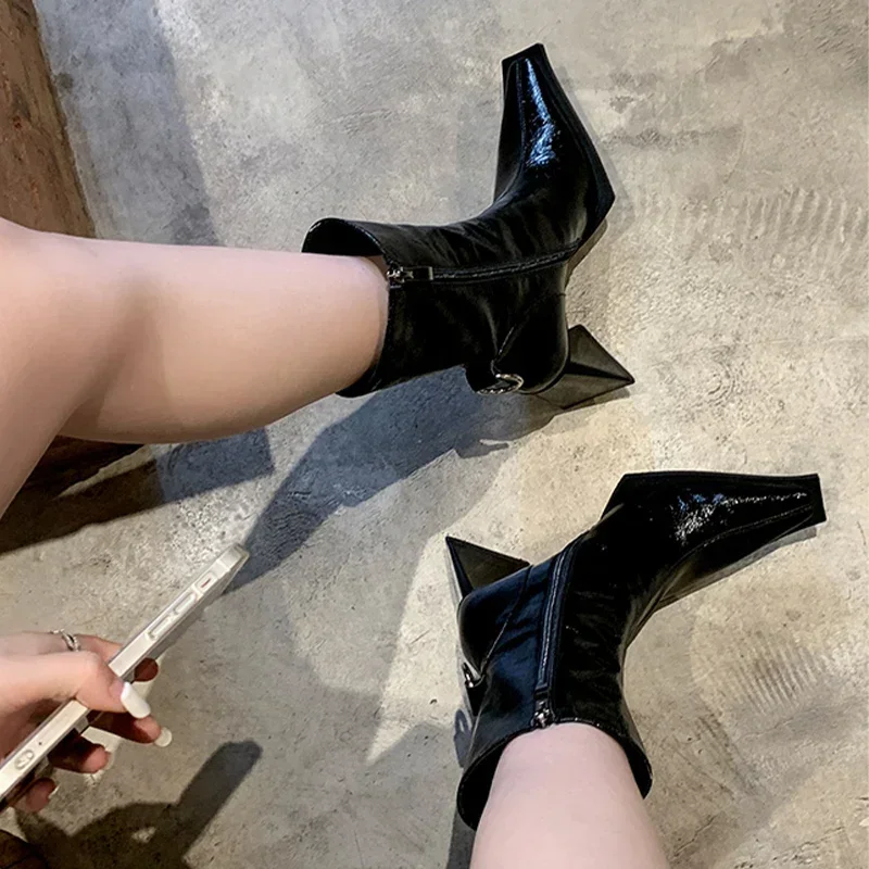 Chelsea Boots High Heels Shoes Women Goth Designer Ankle Chunky 2024 Winter Zipper New Fashion Pumps Boots Mujer Zapatos Botas