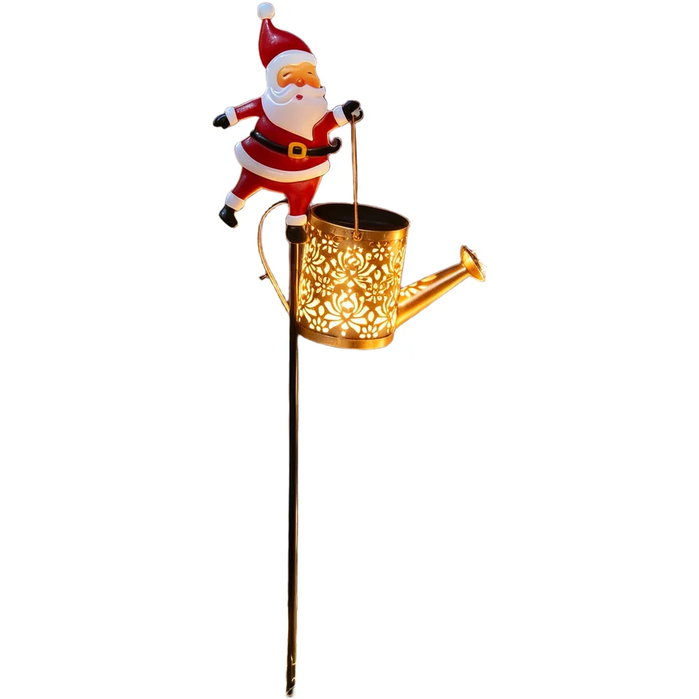 Resin for solar Santa Watering Can Light for Patio Lawn Decor 32x10x52cm Dimensions Warm for White LED Glow Automatic Light