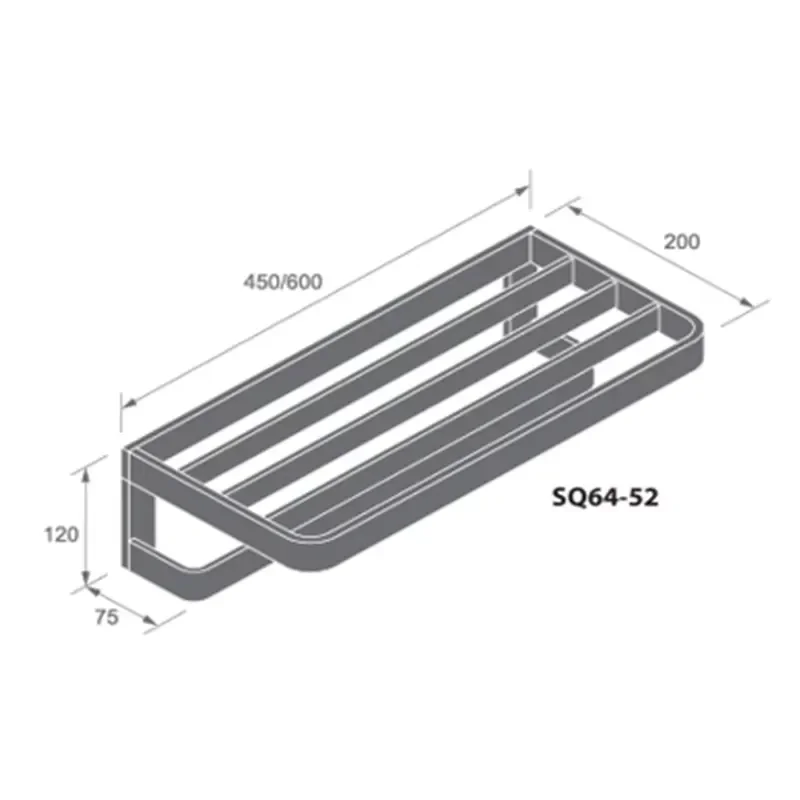 Modern Design Powder Coating Aluminum Toilet Towel Rack with Bar Bathroom Accessories Towel Rack Bathroom