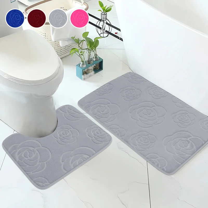 

2Pcs/Set Bathroom Rugs,Soft Non Slip Floor Mat and Absorbent Bath Mat,Toilet Rug Bathroom Mat for Bathroom Shower Bathtub Carpet