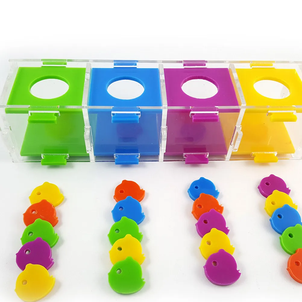 

1Set Parrot Throwing Box Color Sorting Educational Plaything for Training Conure Color Identify Interactive Parrot Skill