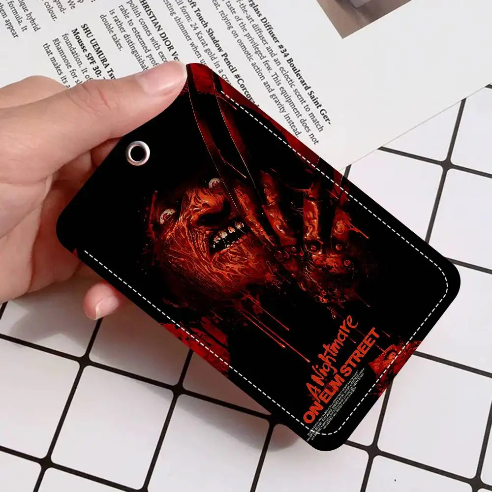 

Персонализированный держатель для карт с принтом Movie K-Krueger F-Freddy, подходит для девочек, чехол для карт, женский держатель для бейджей, брелок для ключей