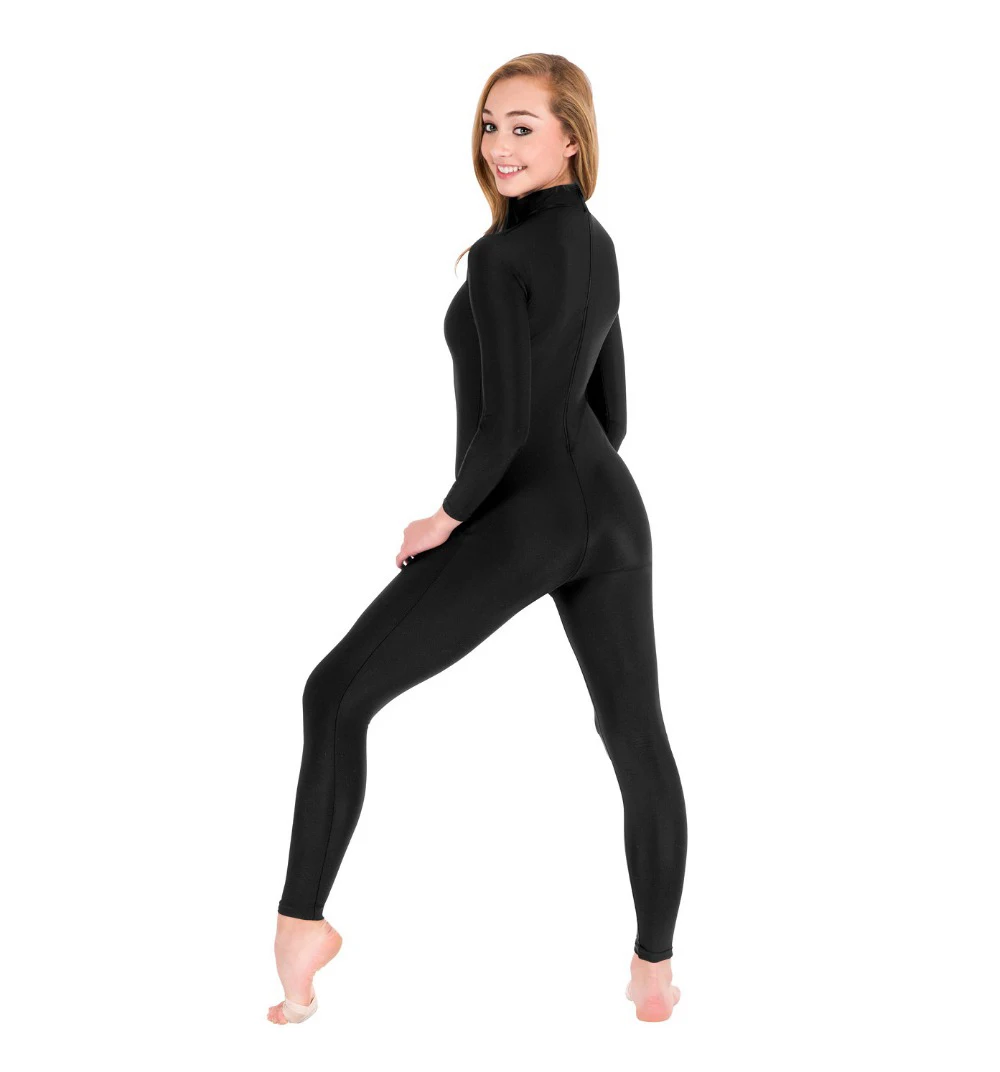 Women Spandex Ballet Unitard Mock Neck Long Sleeve Dance Suit One-piece Costumes Full Body Leotard Bodycon Jumpsuits Footless