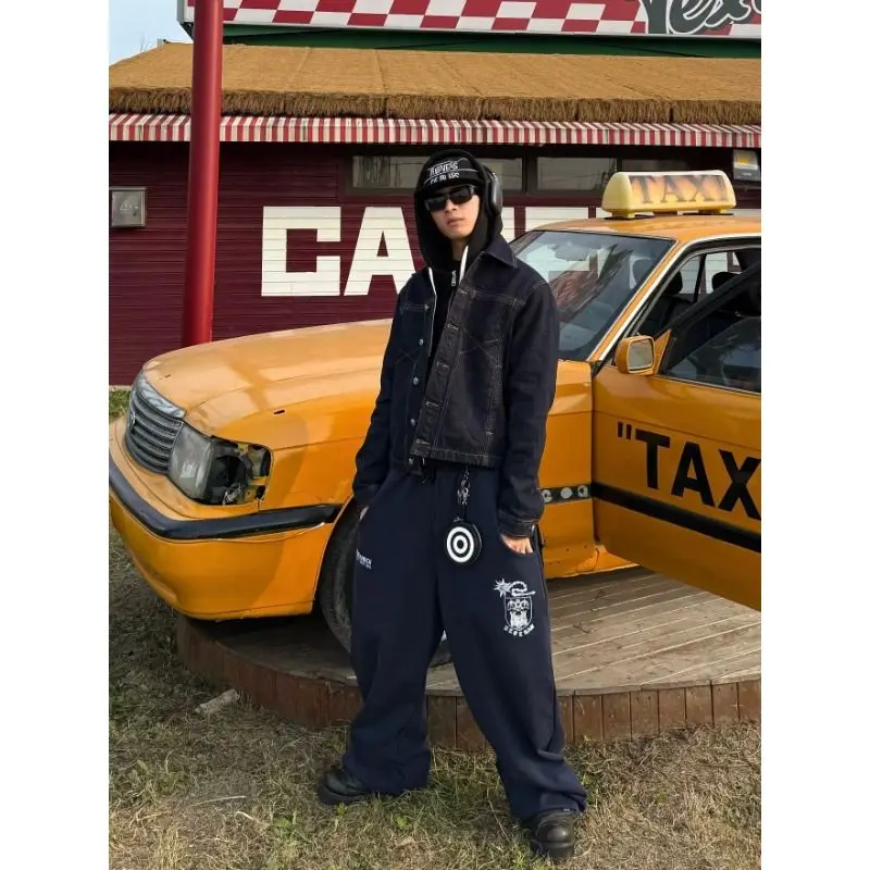 

American Sle Casual Sweatpants with Print for Men And Women Loose Straight Leg Dance Sports Long Trousers Polyester Fiber