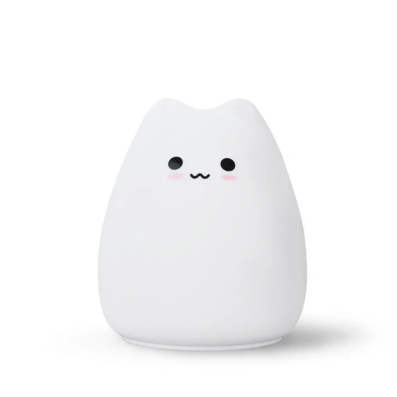 Veilleuse en silicone pour enfants, lampe de pépinière, chat doux, chaton mignon, sensible, contrôle du robinet, nouveauté