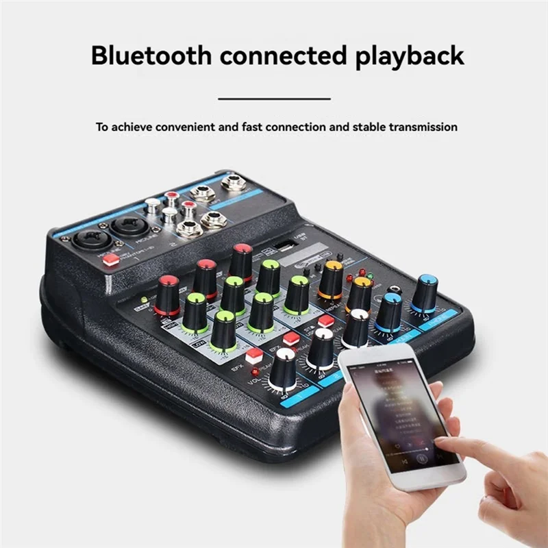 ELECT-Professional 4-Channel USB Audio Mixer Console With Bluetooth, Recording Capabilities For Djs And PC Mixing