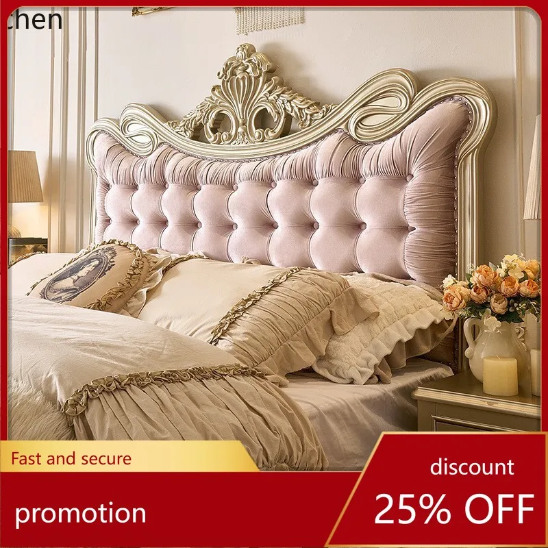 

ZML Solid Wood Bed Modern Minimalist Master Bedroom Double Princess Bed High-End Elegant Wedding Bed