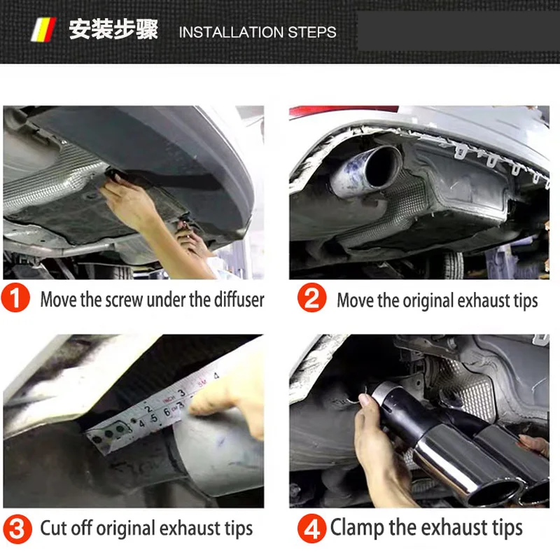 2pcs Quad Exhaust Tips for Audi A4 B8 A6 C7 C7.5 A5 Upgrade S4 S6 Style Stainless Steel Muffler Pipe Fits Stock 1 Left 1 Right