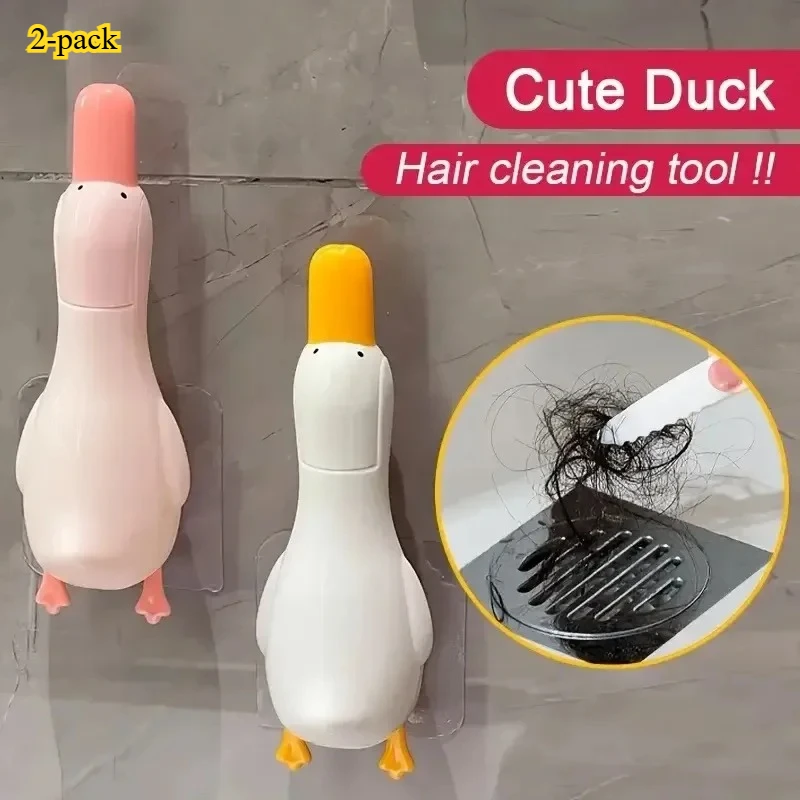 

2-pack Toilet hair cleaning clip cute duck hair clip hanging sewer floor drain garbage cleaning artifact hair clip