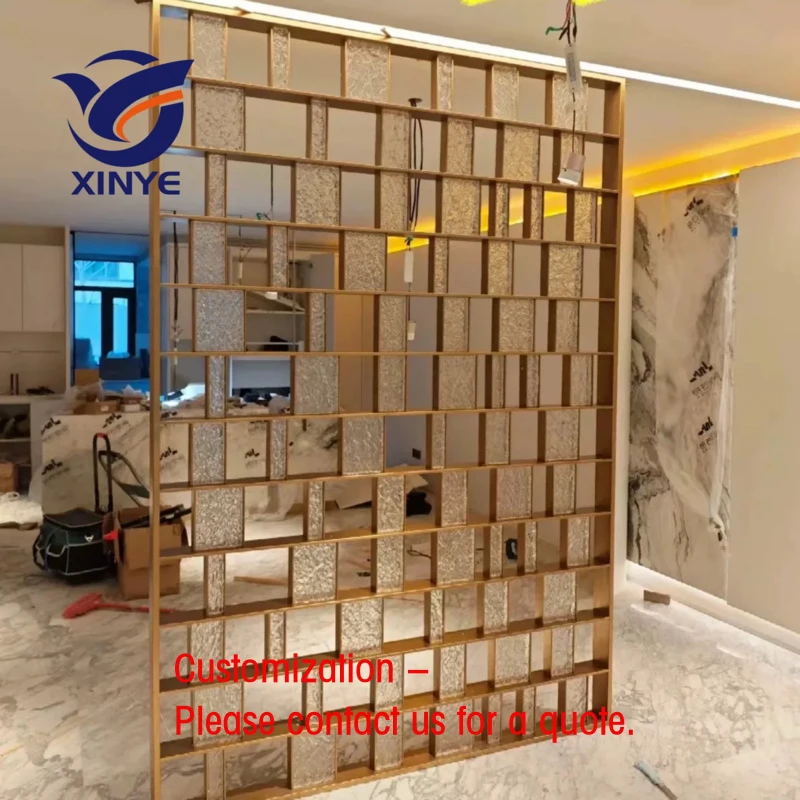 custom.Modern Luxury Stainless Steel Screen Room Divider Laser-Cut Wall Panel 8K Mirror PVD Plating Customizable Disassem