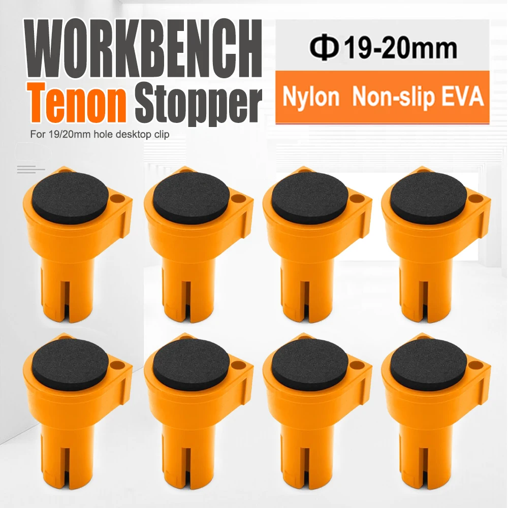 8pcs 19mm 20mm  Nylon Bench Dogs Set Precision Woodworking Tool for Workbench Holes Anti-Slip EVA Rubber Inserts