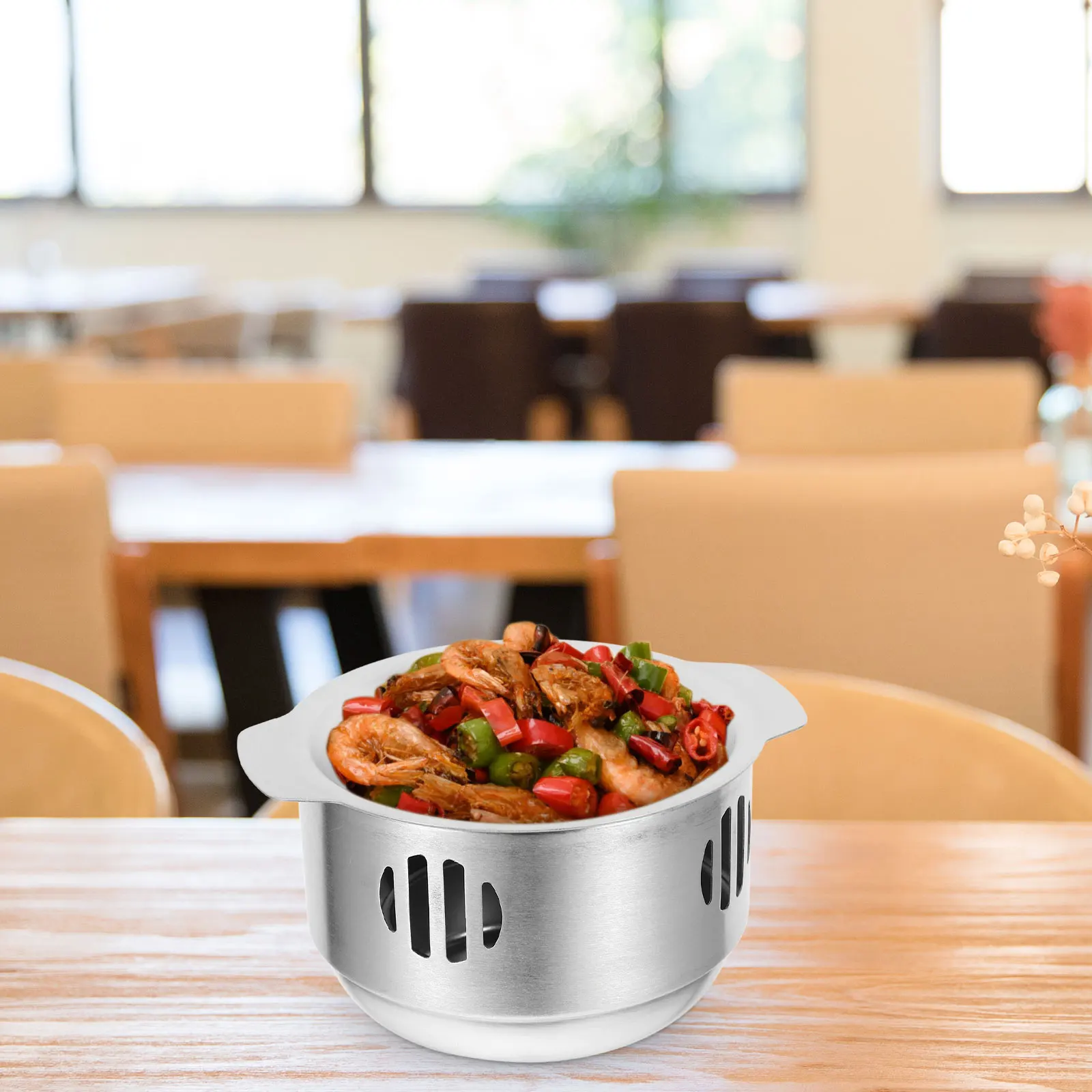 

Stainless Steel Heating Pot 14cm Silver Stockpot Camping Cookware Lightweight Kitchen Food Cooking Pan Seafood Soup Porridge