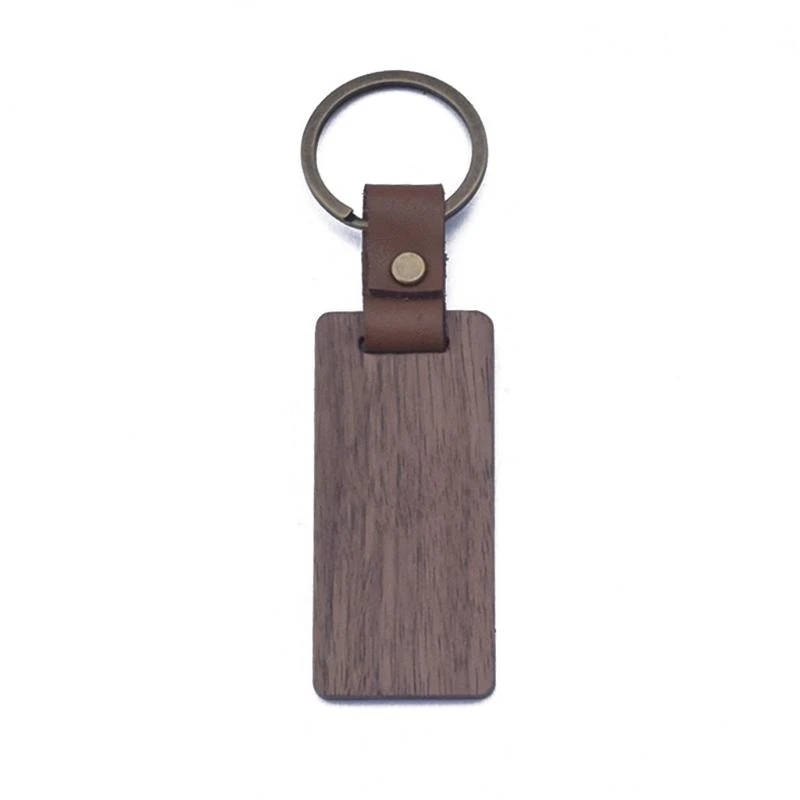 X6HE Blank Rectangle-Shaped Wooden Keychain Unfinished Keychain for Key Ring for
