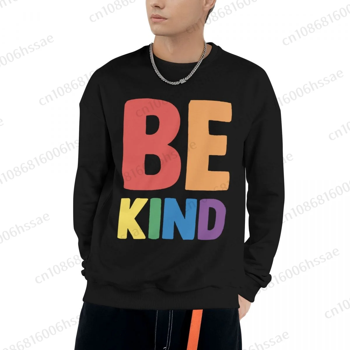 Pride LGBT Gay Love Be Kind Premium Men Woman Fall Winter Sweatshirt Round Neck Long Sleeve Length Casual Top