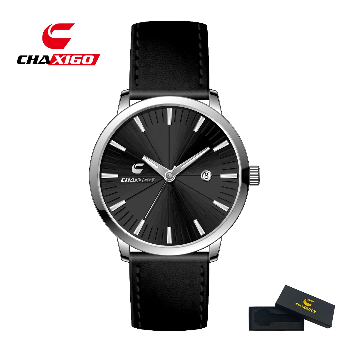 CHAXIGO-Reloj de pulsera de cuarzo para hombre, cronógrafo luminoso, resistente al agua, con correa de cuero, de lujo