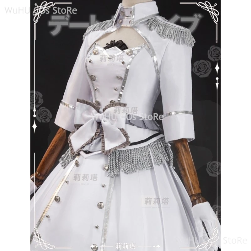 Anime Date ein Live Tokisaki Kurumi wunderschöne Lolita Kleid weißes Kleid Perücke Cosplay Kostüm Halloween Anzug für Frauen