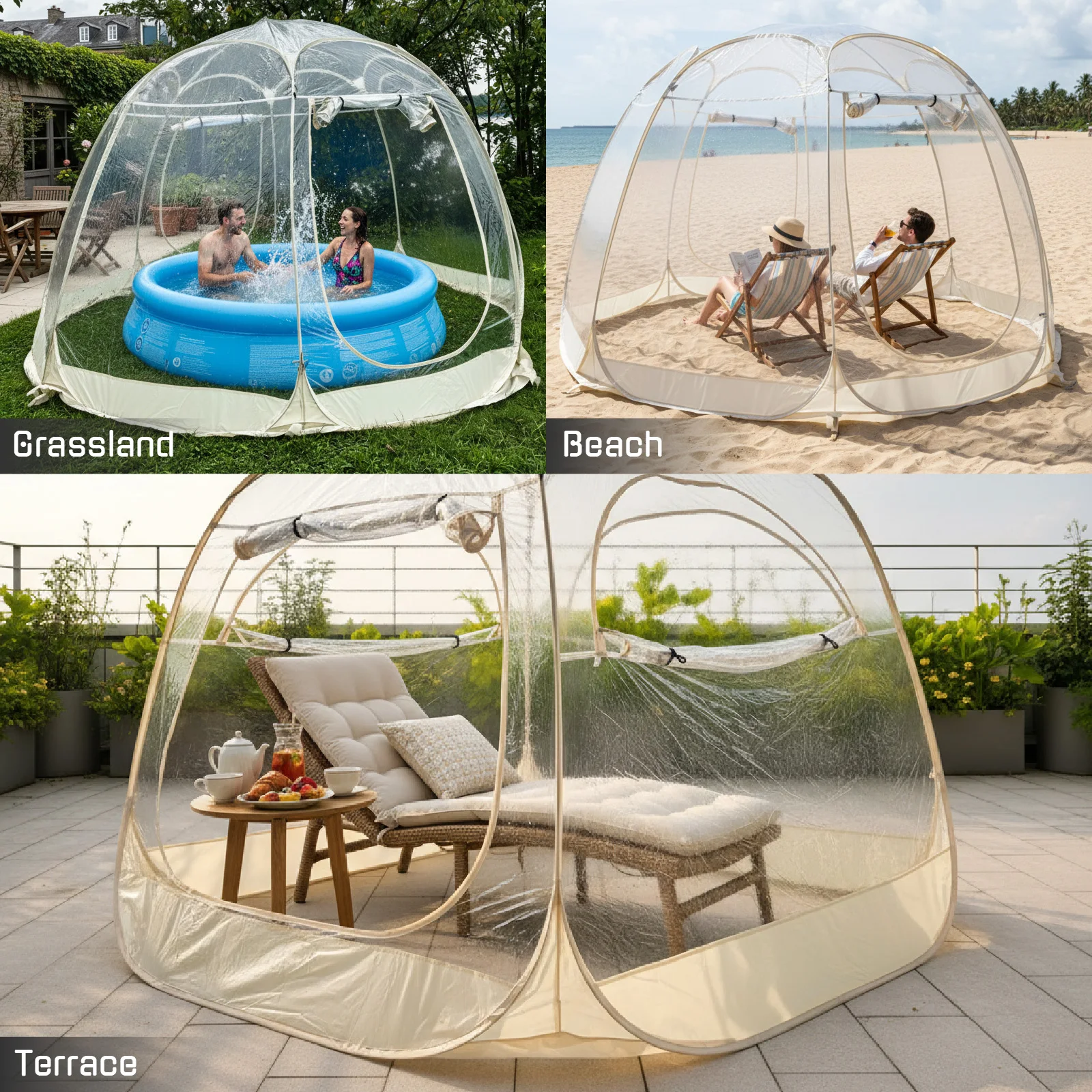Clear Dome Bubble Tent, Freestanding Pop‑up Shelter for Campers, Transparent Event Tent for Courtyard Holiday Celebrations