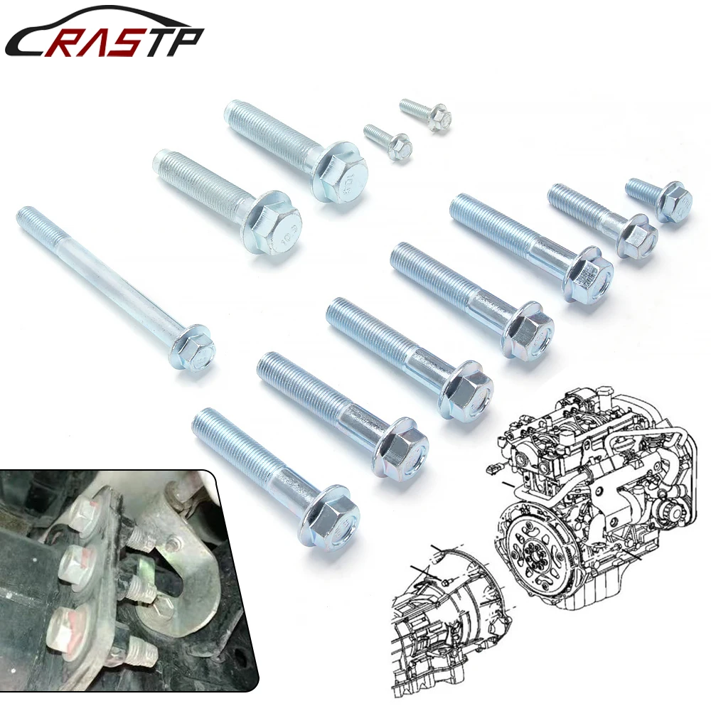 

RASTP-12Pcs Stainless Steel Transmission Bolt Kit For Honda Acura Integra B Series B16 B18 B20 5spd EM1090
