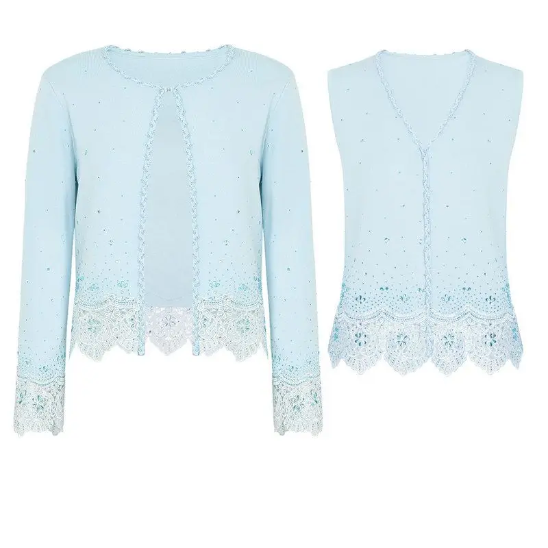 

High Quality Knitted Lace Vest Jacket And Half Skirt Set Fashionable Spring Autumn New Style Women's Clothing Three Piece Set