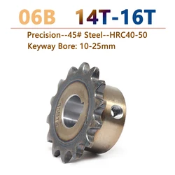 1pc 14T-16T 06B Precision Industrial Drive Sprocket Wheel 14 15 16 Teeth 45# Steel Chain Gear Bore 10 12 14 15 16 17 18 19-25mm