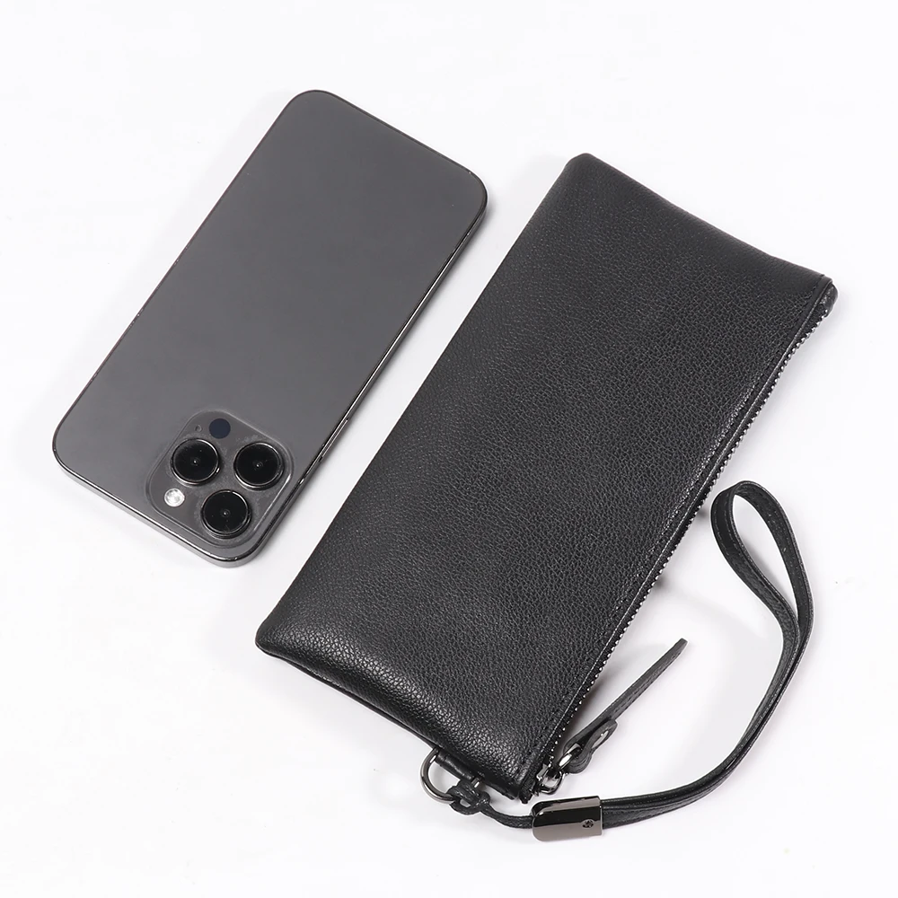 

Мужская сумка из натуральной кожи, женская кожаная длинная сумка для монет, тонкая сумка для телефона из мягкой кожи