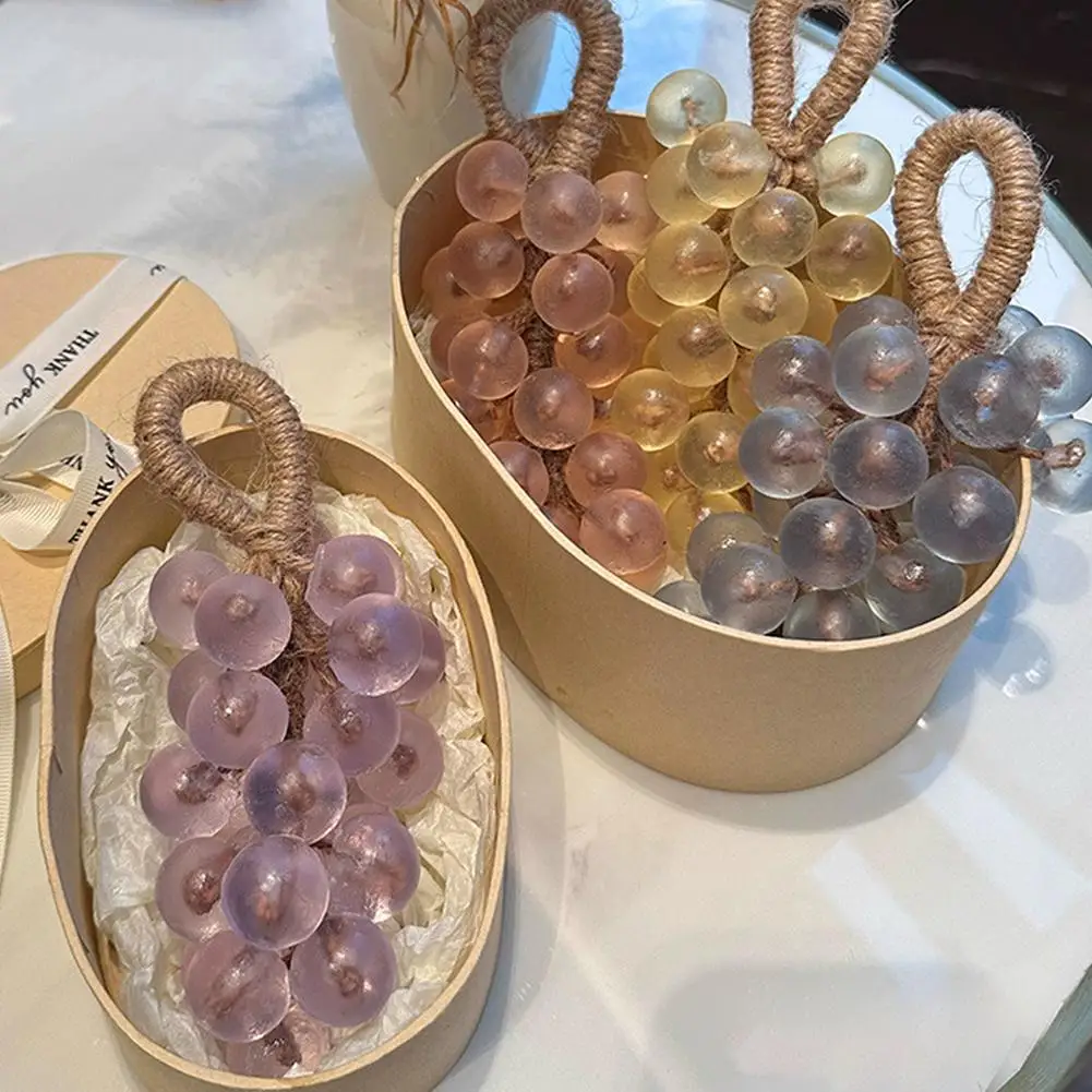 Grape-Shaped Handmade Soap on a Rope Fruity Scented Decorative Bath Bar for Body and Hands Creative Gift For Women Men