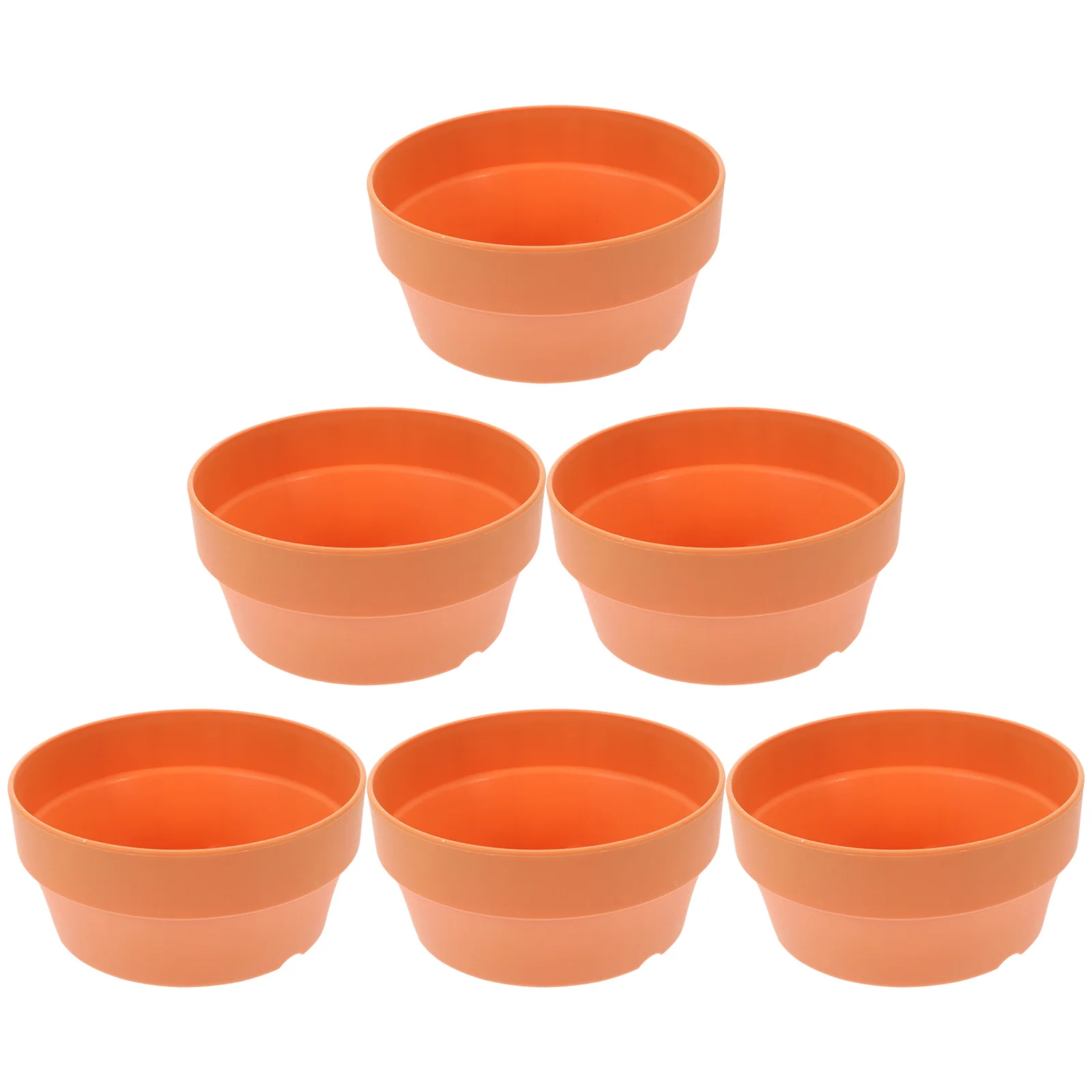 

6Pcs Shallow Plastic Flower Pot Imitation Clay Design Round Planter for Small Plants Drainage Hole Garden Supplies Decor Pots