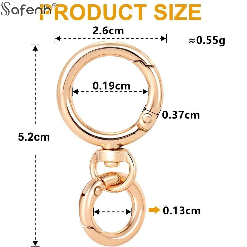 2/5/10Pcs New Round Spring Snap Carabiner Clip O Rings Swivel Trigger Hook Metal Clasps Keychain For Handbag Lanyards DIY Crafts