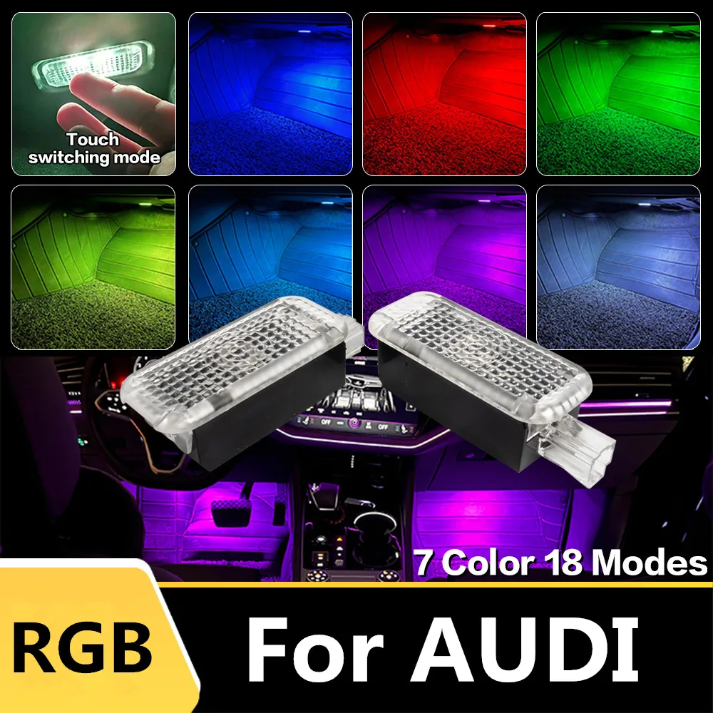 LED Auto Voetenruimteverlichting RGB Sfeerlamp Interieur Decoratief Voor AUDI A1 8X A4 B7 B8 B9 A5 A6 C5 C6 C7 A7 A8 TT Q3 8U Q5 8R Q7