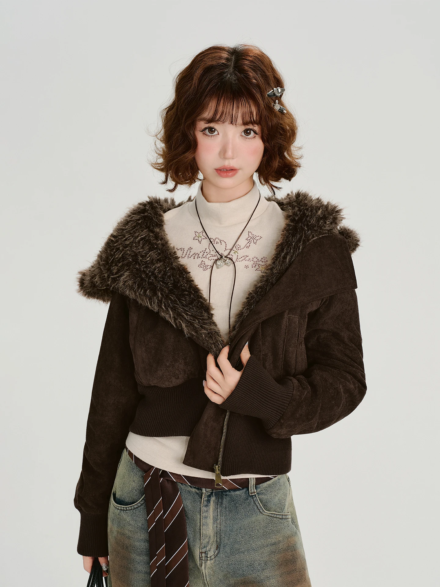 

Женское зимнее пальто в стиле ретро с отложным воротником, утепленное флисом, приталенное, из хлопка, новинка