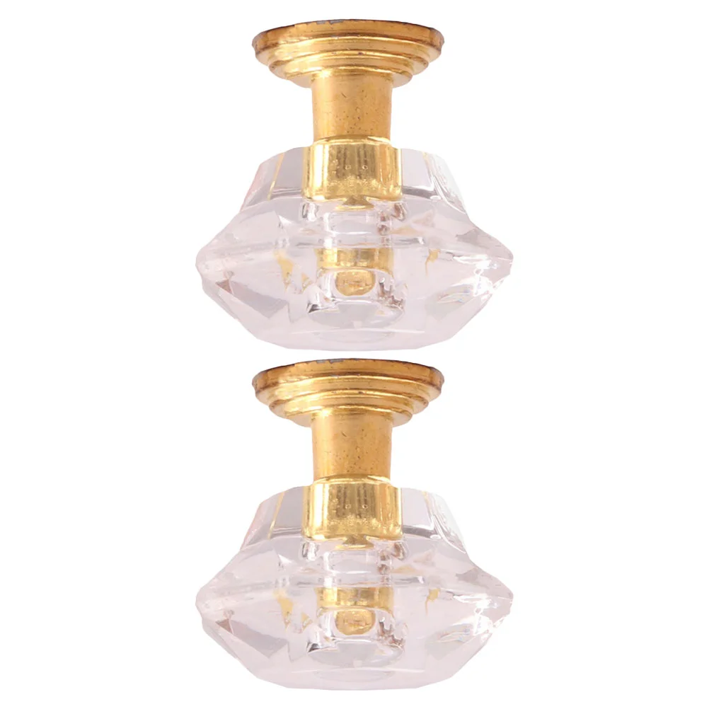 

2 Pcs House Chandelier Miniature outside Lamps for Wall Furniture Child Light Fixture Toys