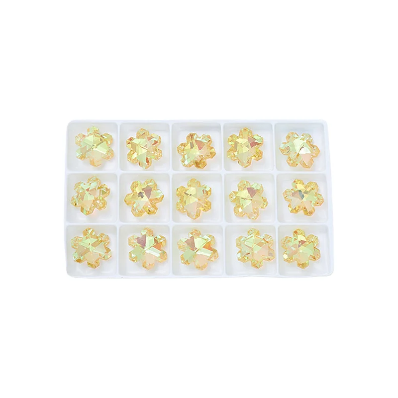15pcs Crystal Austria Ice Flower Cut Pendants Loose Rhinestone Charms Glass Jewelry Gems Stones for DIY Necklace Jewelry Making