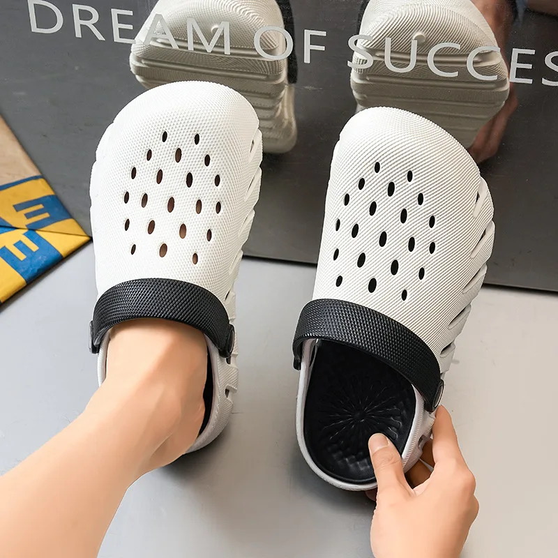 3D pattern hole shoes men's hole shoes couple summer sandals wear non-slip and wear-resistant bag head beach cool slippers