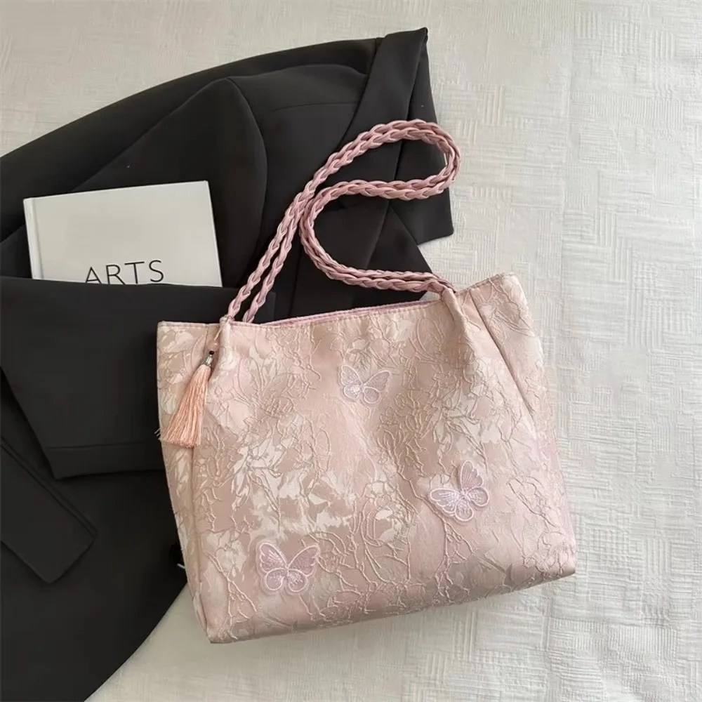

Texture Leisure New Chinese Style Shoulder Bag Versatile Antique Hanfu Element Tote Bag Large Capacity Work Storage Bag Gift