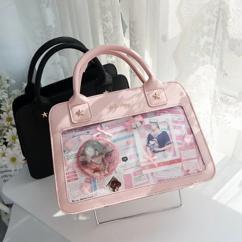 HAEX Y2K Handbags Women Subculture Transparent Small Capacity Ita Bags Harajuku DIY Badge Show Crossbody Shoulder Bolso Mujer