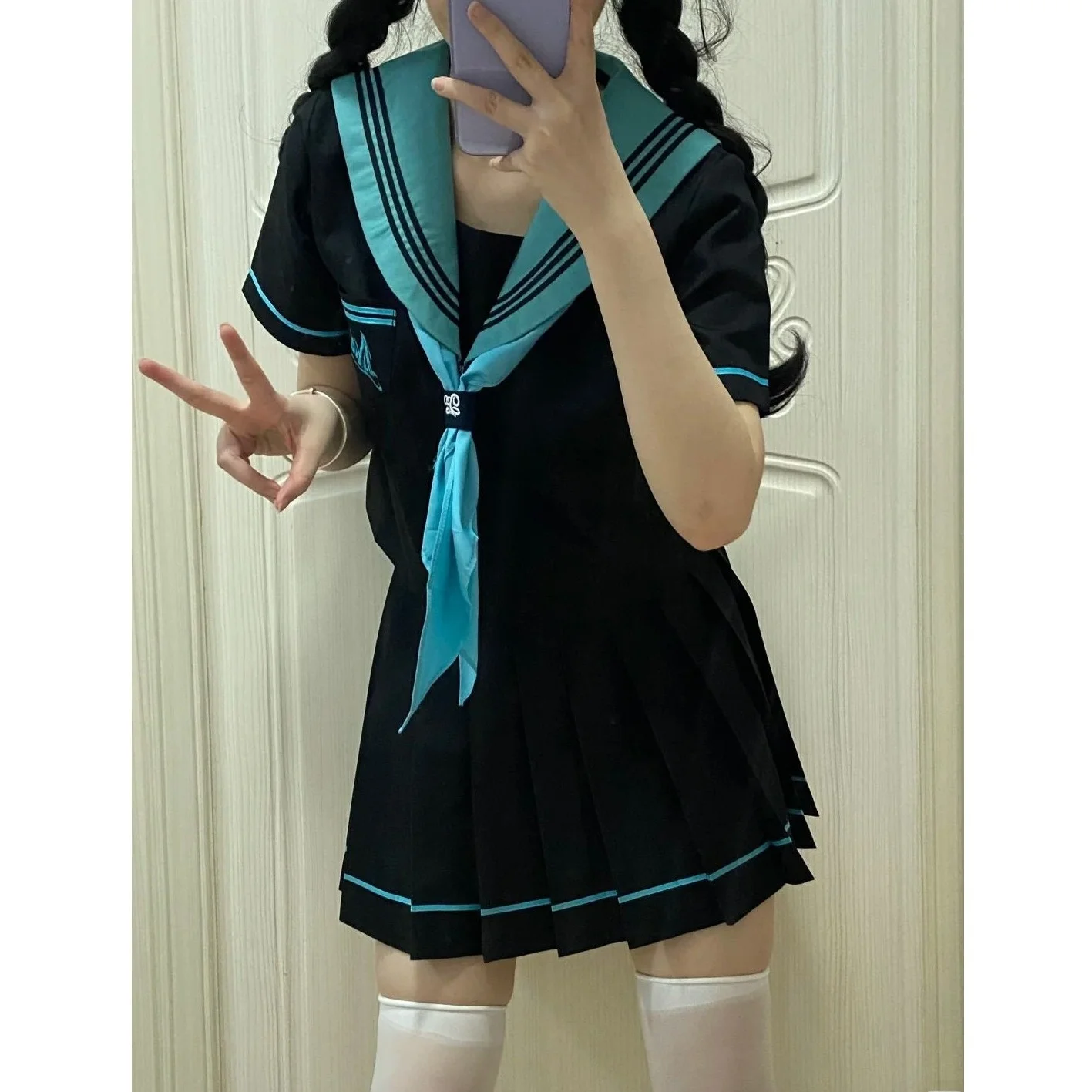 

Школьный orm Комплект в Royal Blue ort Sve Женская клетчатая юбка Sle Fat MM и костюм моряка Sweet Girl Faion