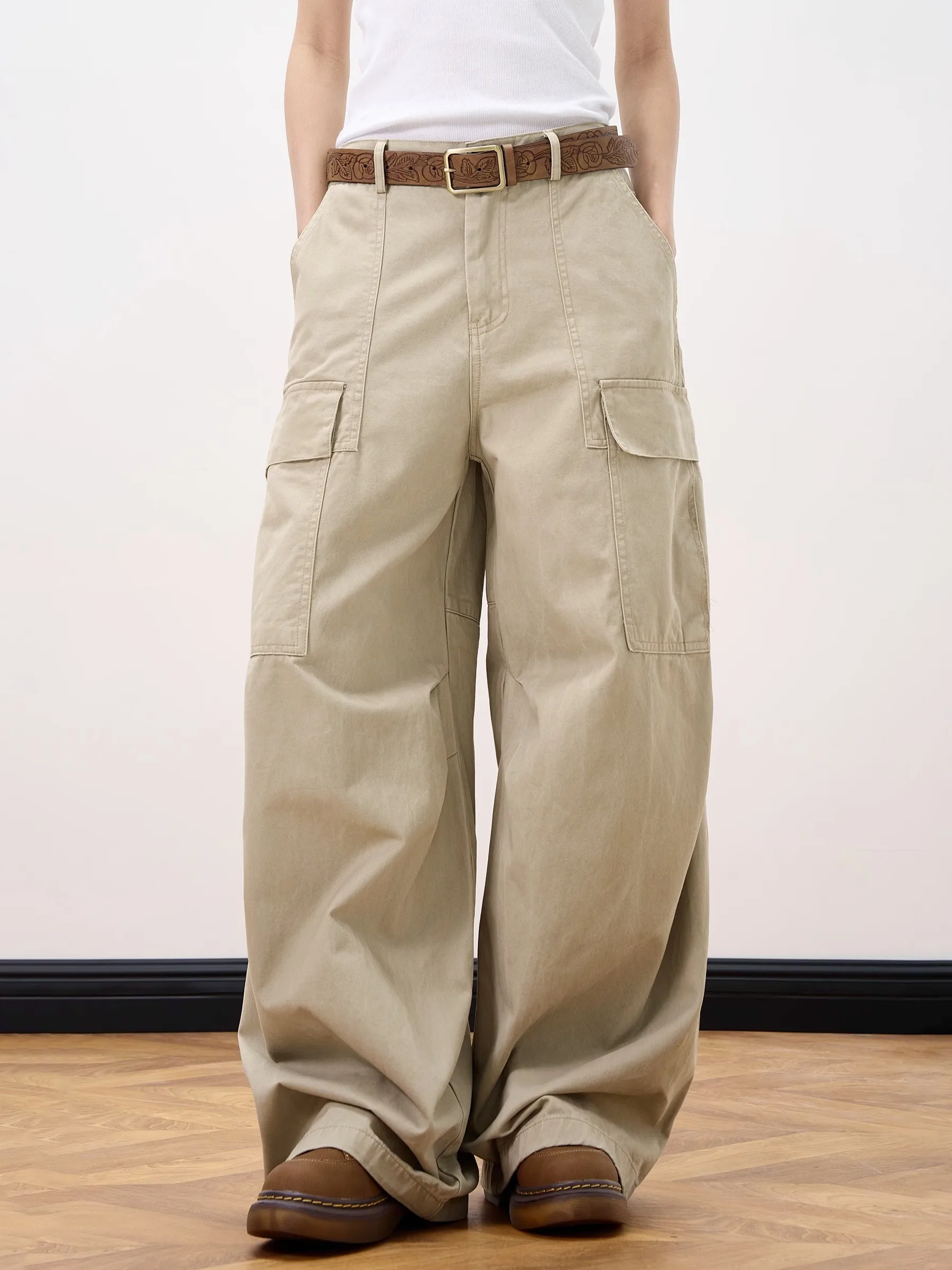 

Свободные широкие брюки в рабочем стиле, американские ретро-брюки, летние новые повседневные брюки для девушек в стиле Hot Girl с большими карманами, молодежная мода