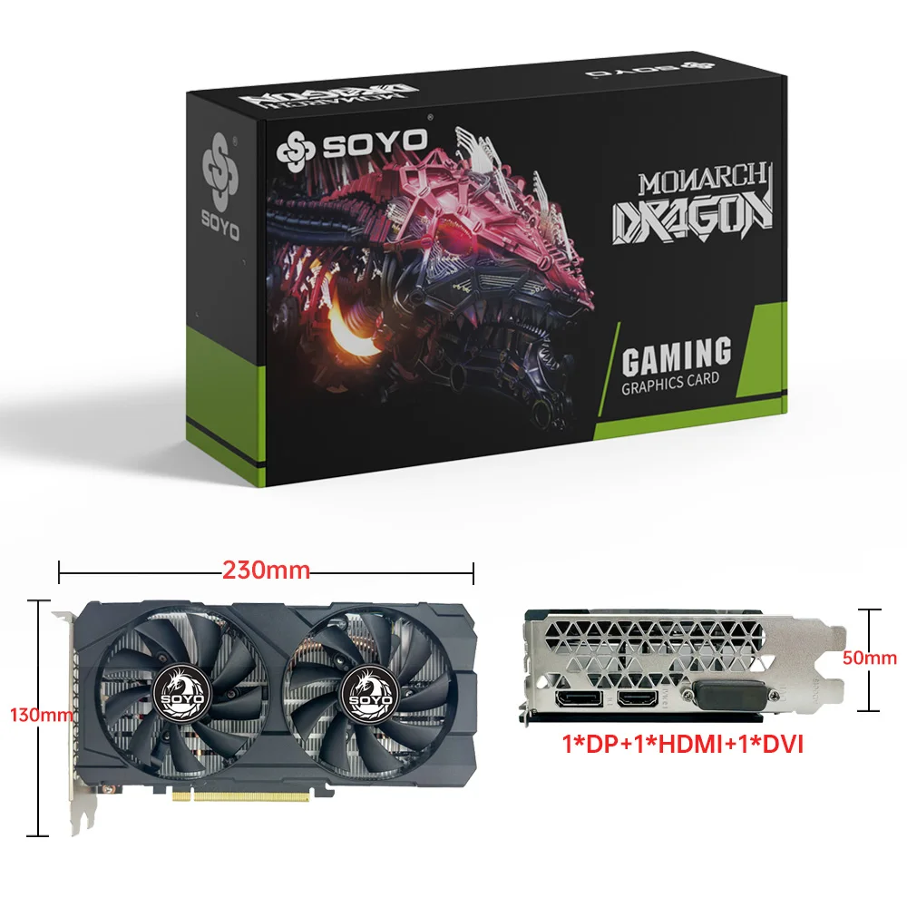 SOYO Graphics Cards NVIDIA GeForce RTX2060 SUPER 8G GDDR6 PCIE3.0x16 Gaming Video Card for Desktop PC Computer Components