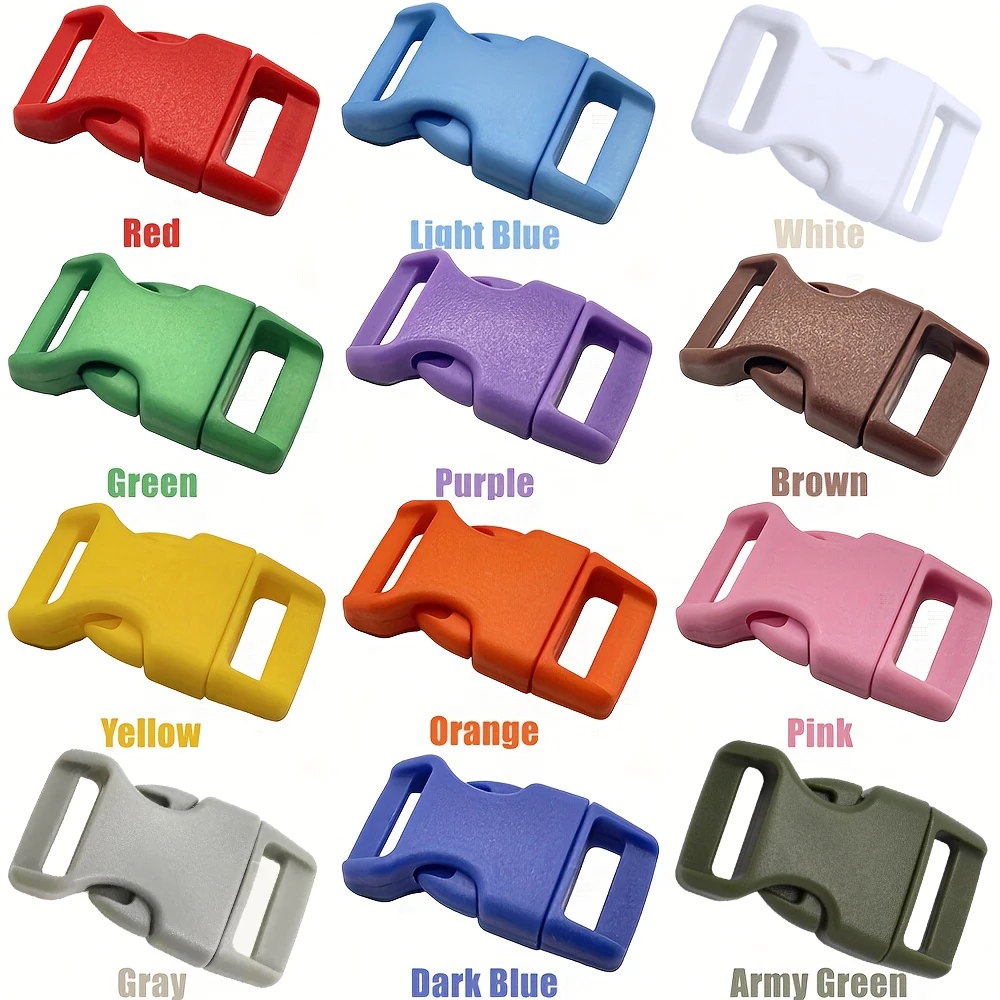 12pcs/pack 5/8\'\' Plastic Colorful Contoured Side Release Buckles Webbing Size 16mm For Paracord Bracelets/Backback